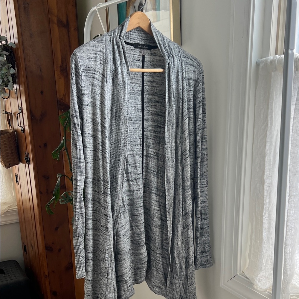 Laila Jayde Charcoal Open Front Duster Cardigan